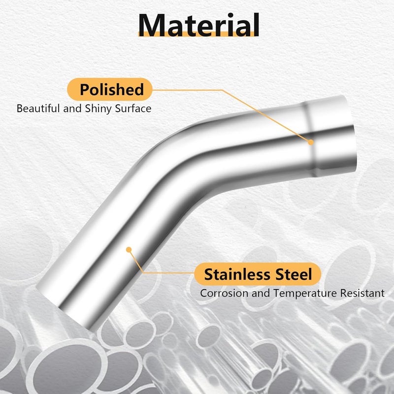 LCGP 3.5"OD 2 Pcs 45 Degree Exhaust Tube Made of High Quality Stainless Steel DIY Exhaust Pipe - Image 3